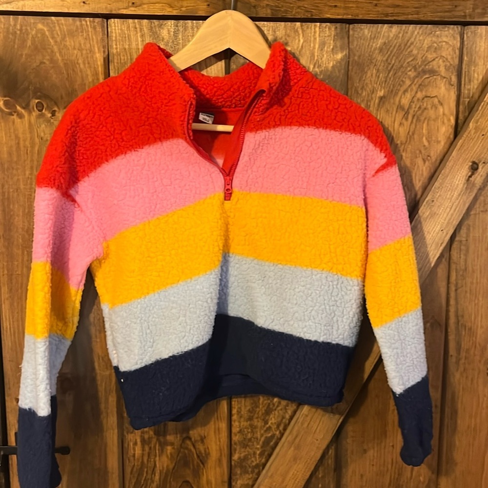 Old Navy girls size 10–12, multicolored, striped Sherpa fleece